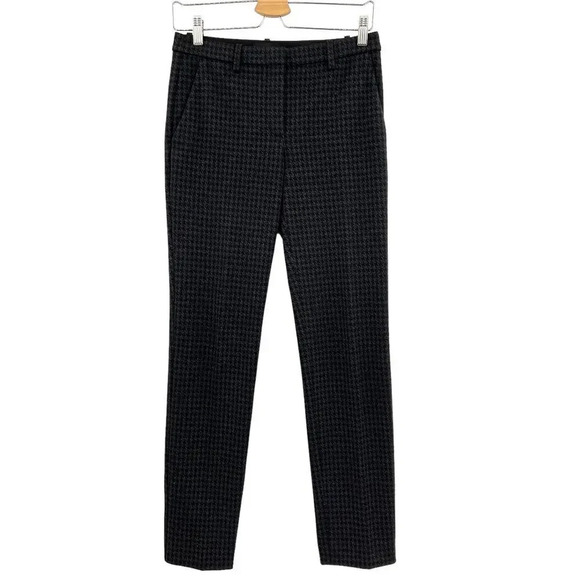 Theory Tailored Trouser in Houndstooth Twill Gray Black Size 0 - Picture 2 of 13